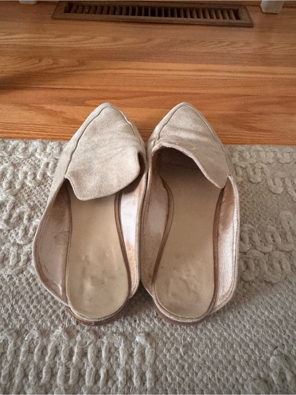 Suede Pointed-Toe Slip-On Mules in Beige - Picture 2 of 6